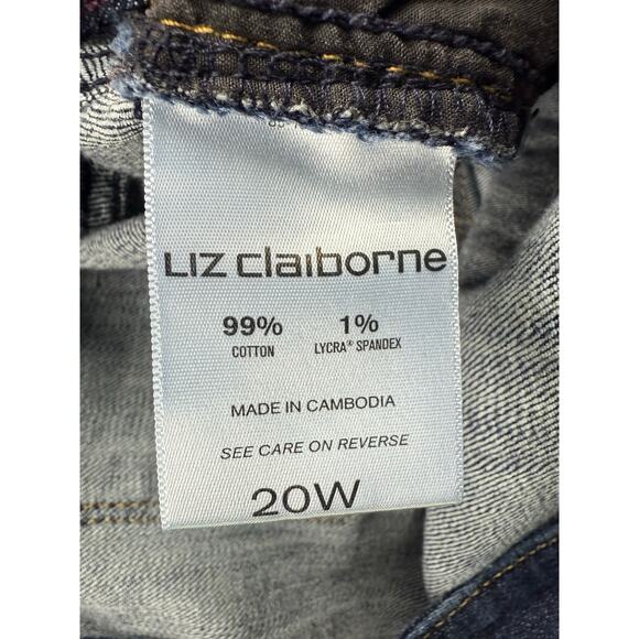 Liz Claiborne Woman Boyfriend Skinny Jeans Size 20W Plus Dark Wash Stretch Denim - Picture 4 of 12